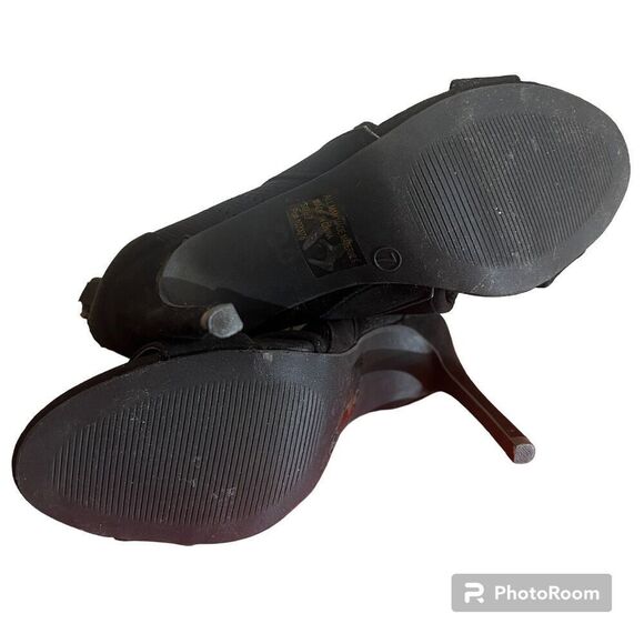 Charlotte Russe Faux Suede High Heel Open Toe Booties Size 7 Black - Picture 5 of 5